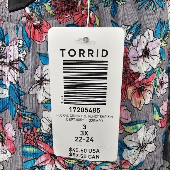 TORRID Flowy Shorts Smocked Elastic High Rise Waist Floral Gray Womens Size 3X - Picture 11 of 13